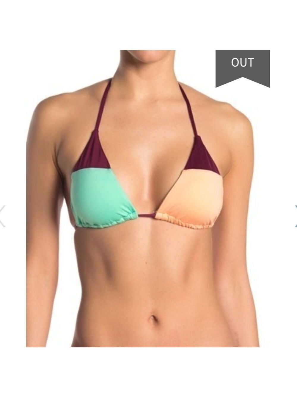 Mossimo Colorblock Triangle Bikini Top Blue S NWT
